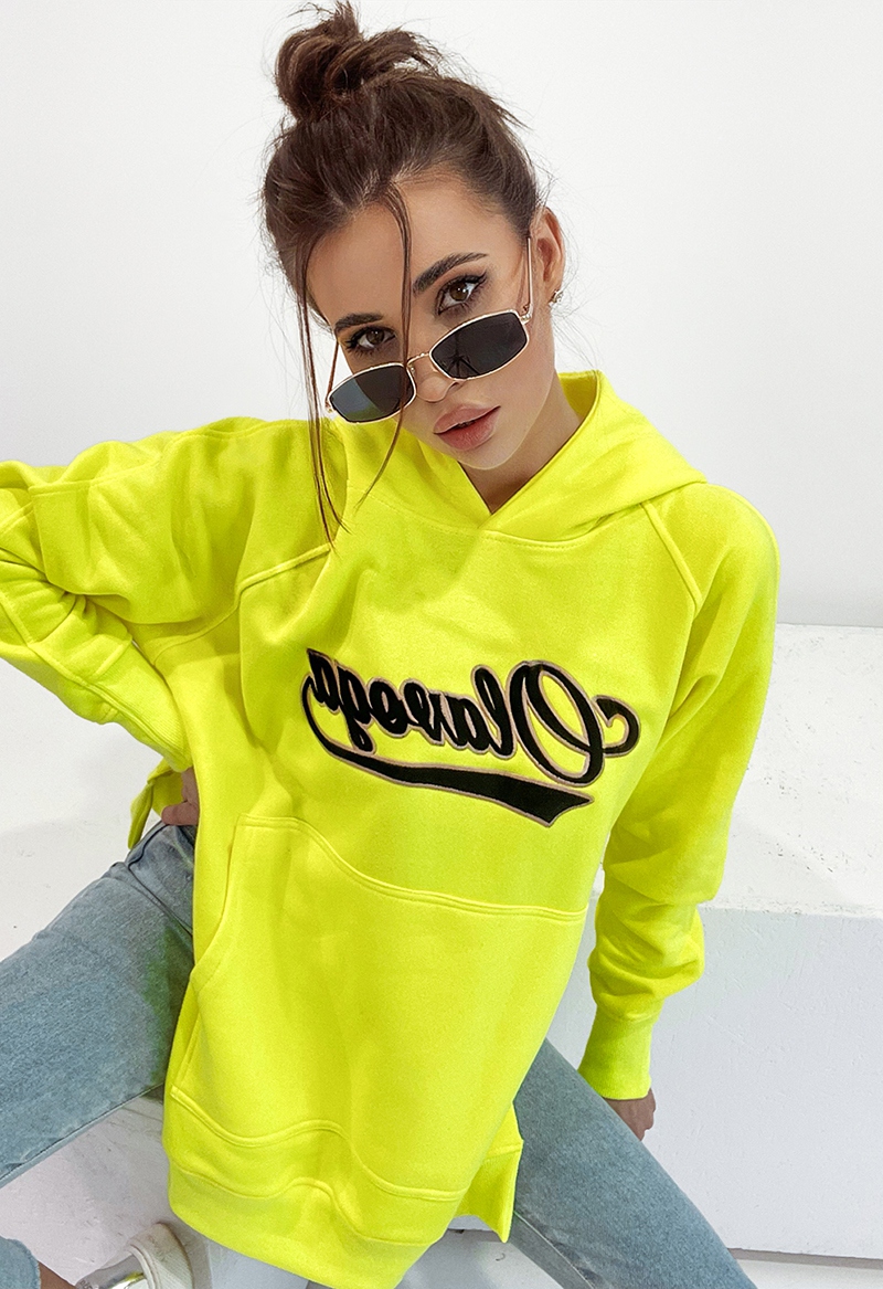 Bluza bawełniana oversize Savannah neonowa limonkowa
