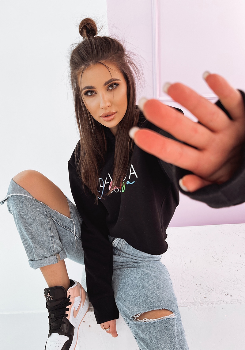 Bluza bawełniana z kapturem Colorful czarna Bluza bawełniana z kapturem Colorful czarna