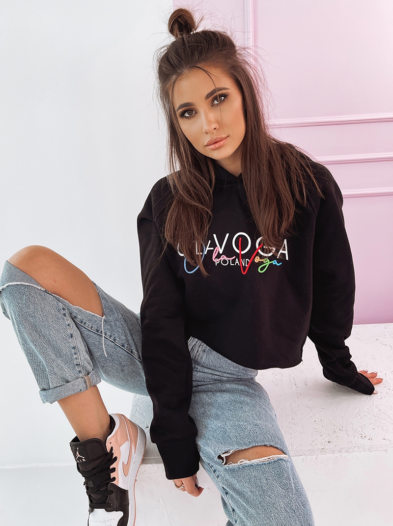 Bluza bawełniana z kapturem Colorful czarna Bluza bawełniana z kapturem Colorful czarna