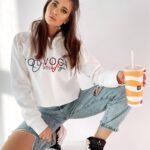 Bluza bawełniana z kapturem Colorful ecru