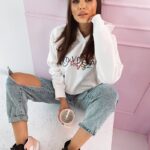 Bluza bawełniana z kapturem Colorful ecru