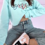 Bluza bawełniana z kapturem Colorful miętowa