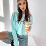 Bluza bawełniana z kapturem Colorful miętowa