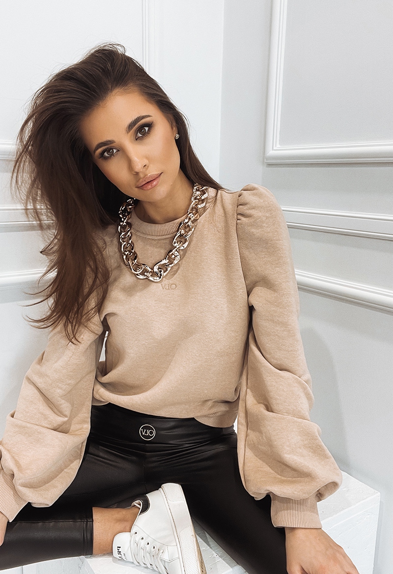 Bluza elegancka z łańcuchem Chain beżowa