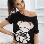 T-shirt bawełniany Teddy Bear czarny