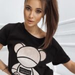 T-shirt bawełniany Teddy Bear czarny