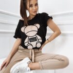 T-shirt bawełniany Teddy Bear czarny