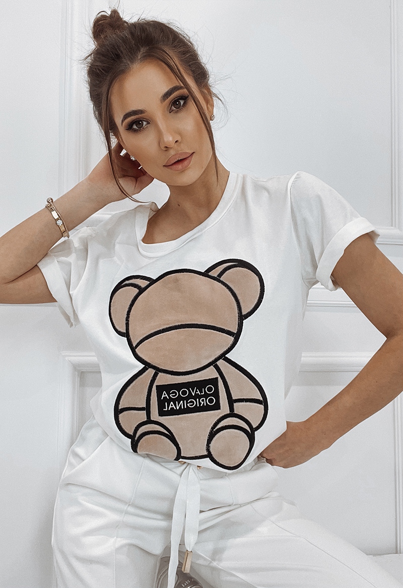 T-shirt bawełniany Teddy Bear ecru T-shirt bawełniany Teddy Bear ecru