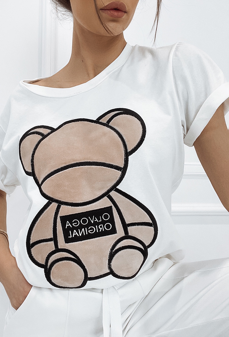 T-shirt bawełniany Teddy Bear ecru T-shirt bawełniany Teddy Bear ecru