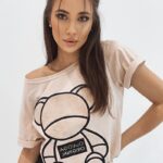 T-shirt bawełniany Teddy Bear pudrowy