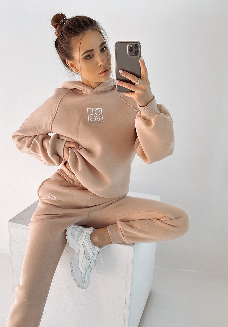 Komplet bawełniany logo IVY pudrowy