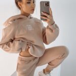 Komplet bawełniany logo IVY pudrowy