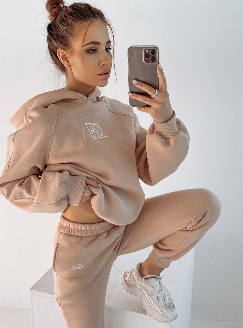 Komplet bawełniany logo IVY pudrowy