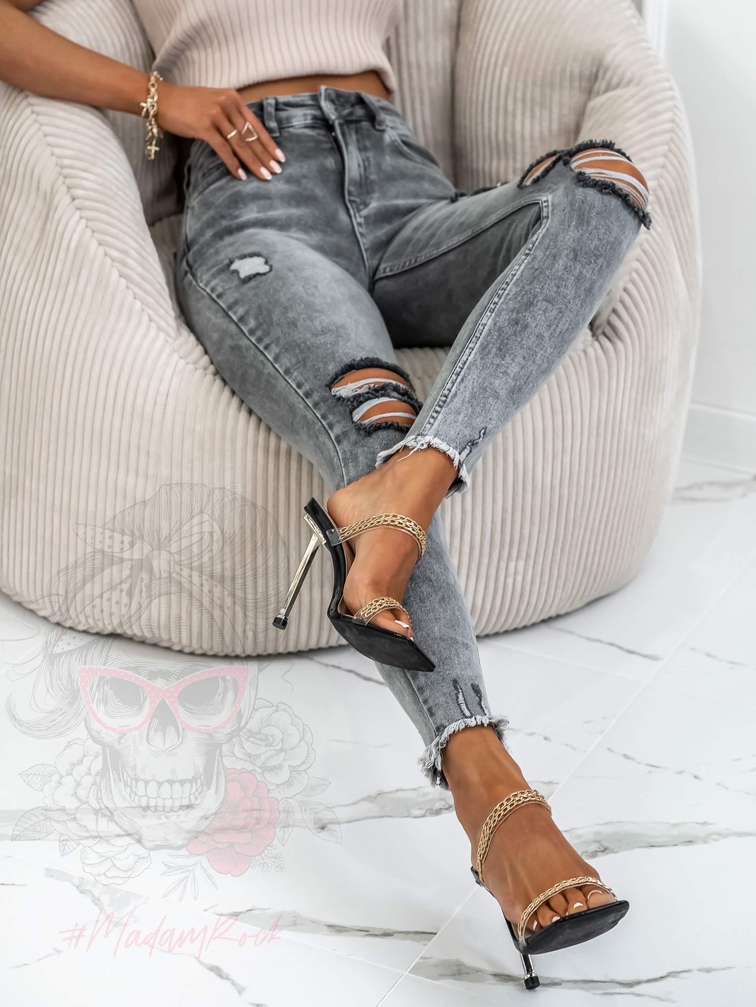 Spodnie jeansowe Victoria Rock szare