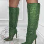 Kozaki z cyrkonii Rock DubaiNight zielone