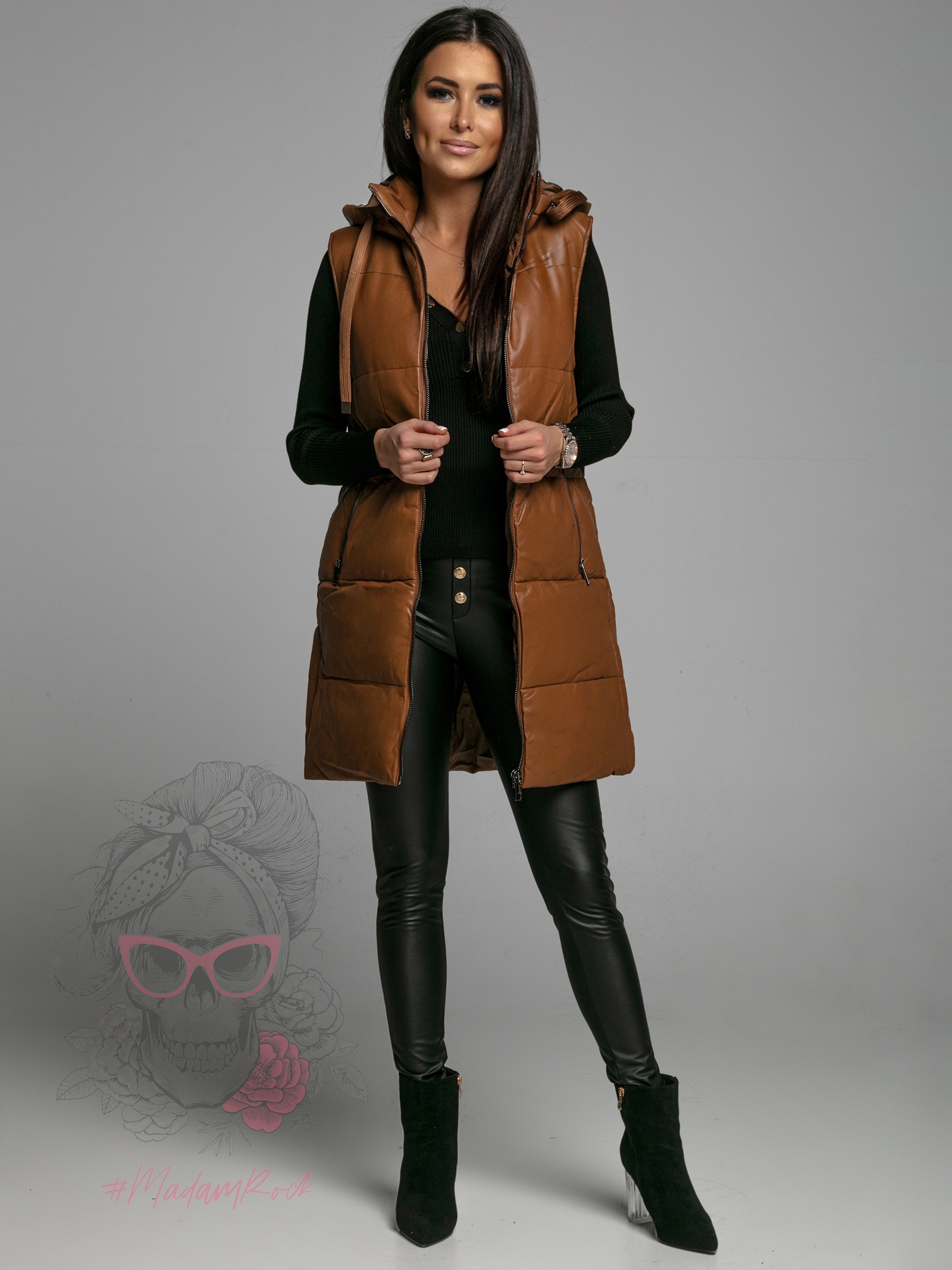 Kamizelka pikowana Cosy karmelowa