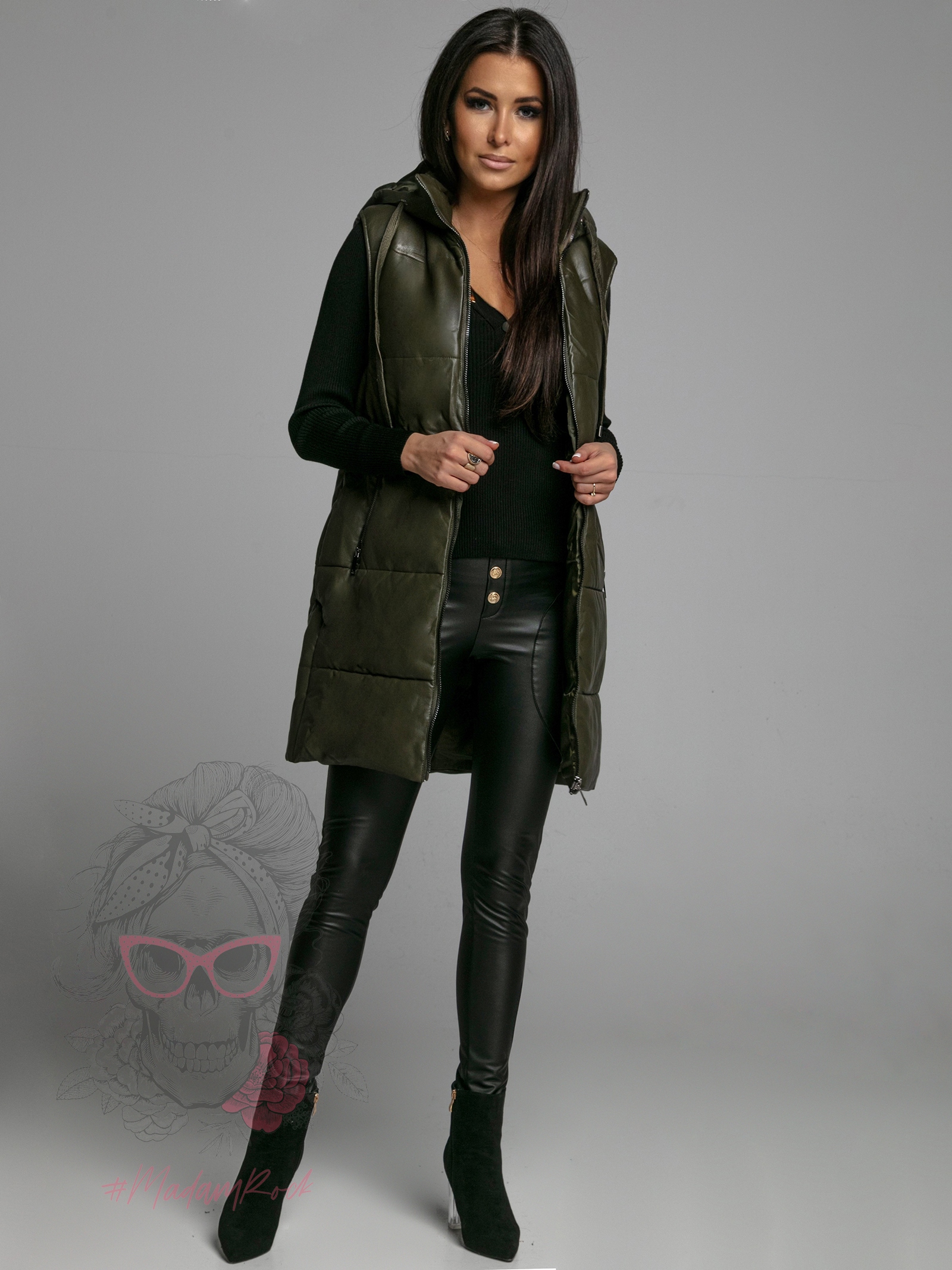 Kamizelka pikowana Cosy khaki