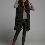 Kamizelka pikowana długa Check czarna