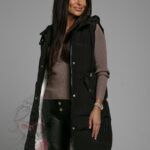 Kamizelka pikowana długa Check czarna