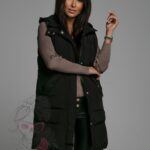 Kamizelka pikowana długa Check czarna