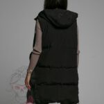 Kamizelka pikowana długa Check czarna