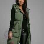 Kamizelka pikowana długa Check khaki