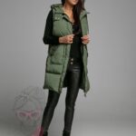 Kamizelka pikowana długa Check khaki