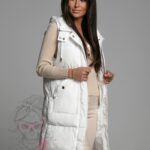 Kamizelka pikowana długa Check biała