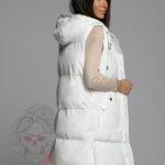 Kamizelka pikowana długa Check biała