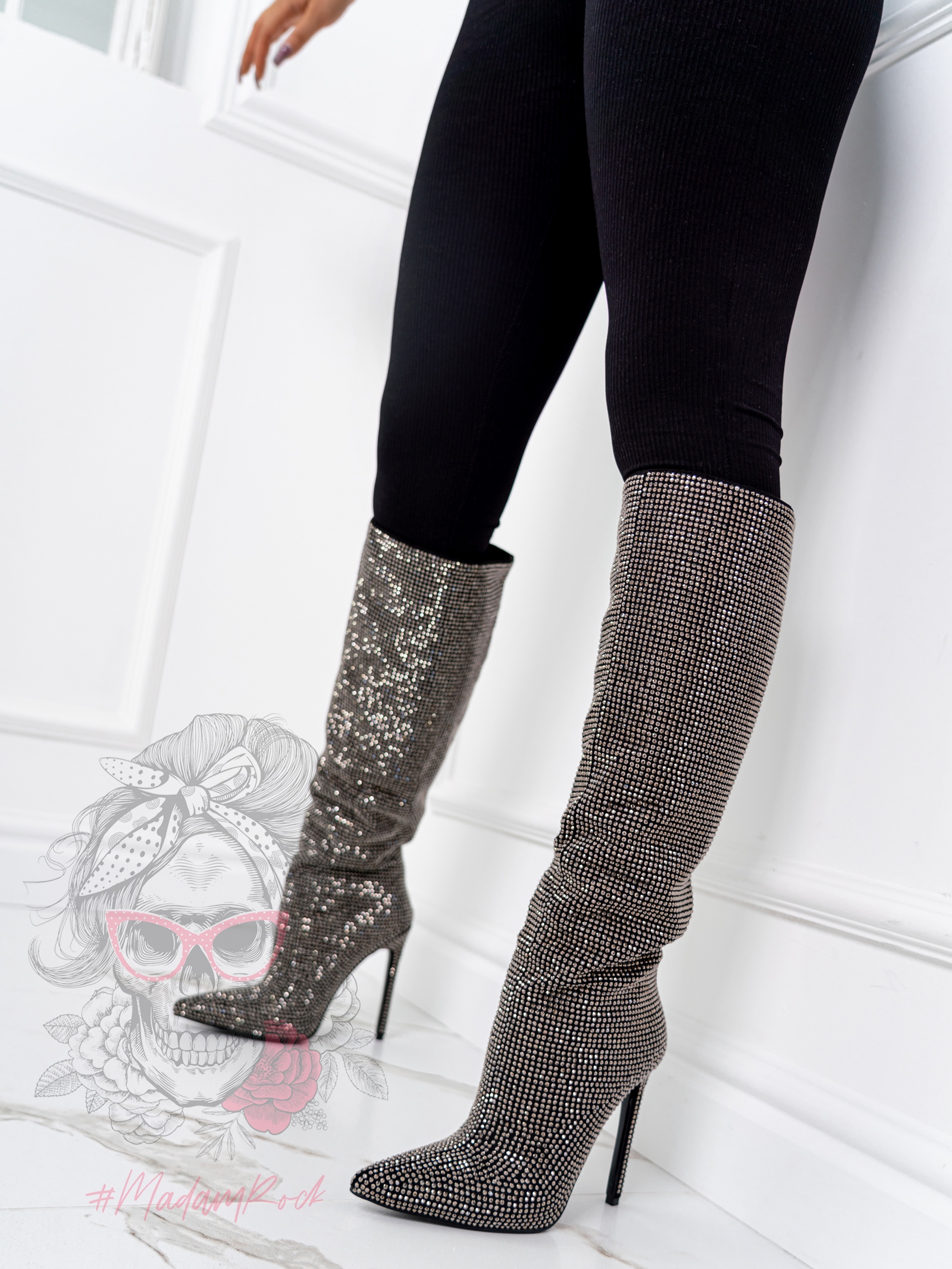 Kozaki z cyrkonii Rock DubaiNight czarne Kozaki z cyrkonii Rock DubaiNight czarne