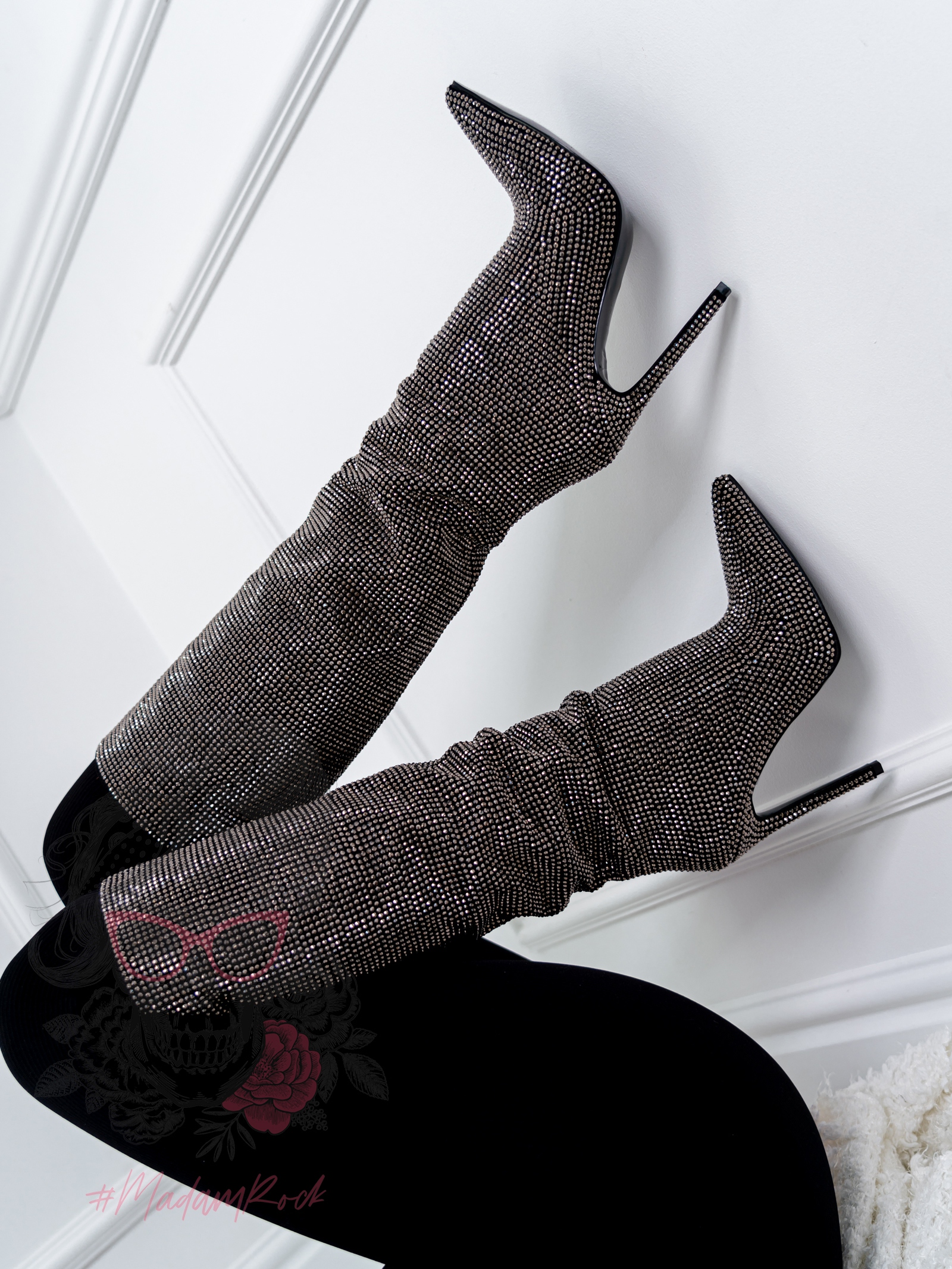 Kozaki z cyrkonii Rock DubaiNight czarne Kozaki z cyrkonii Rock DubaiNight czarne