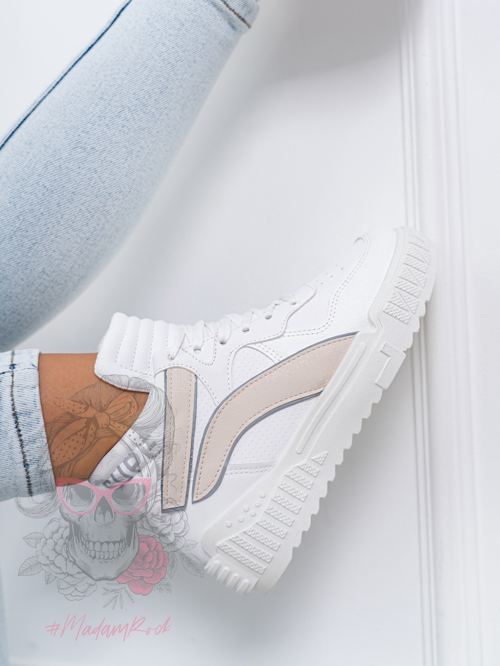 Sneakersy Madam Supre białe / beżowe