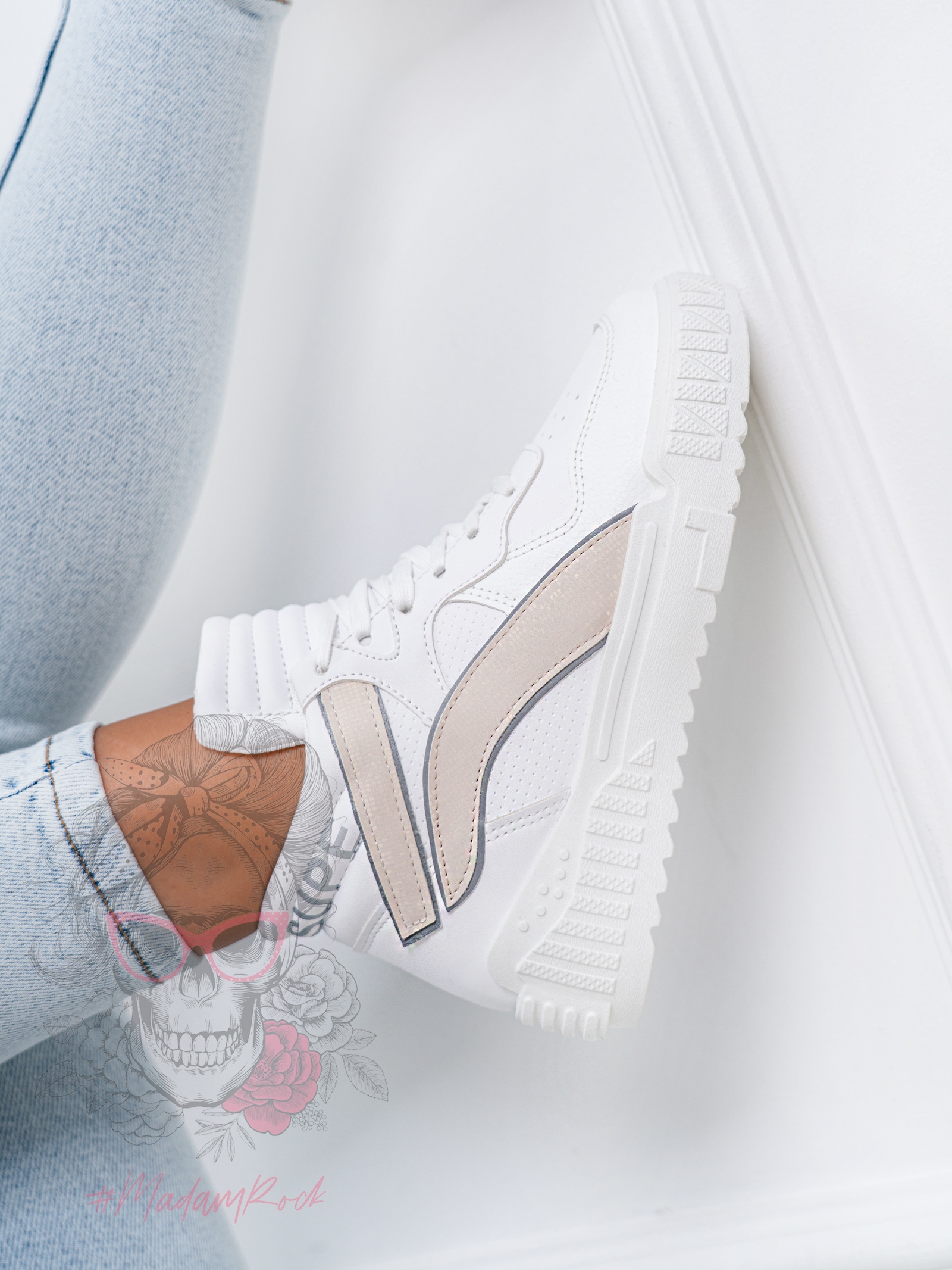 Sneakersy Madam Supre białe / beżowe