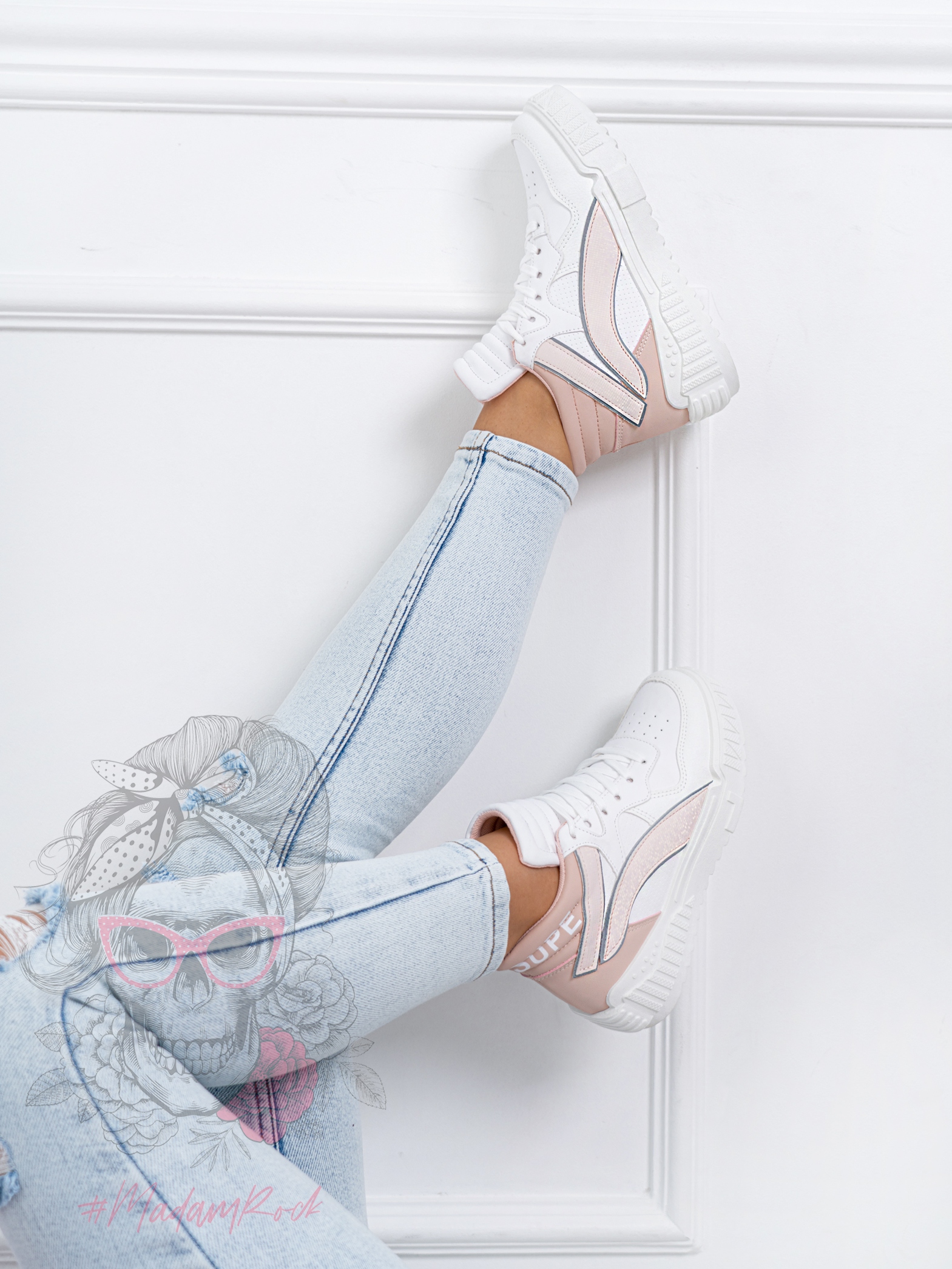 Sneakersy Madam Supre białe/ różowe