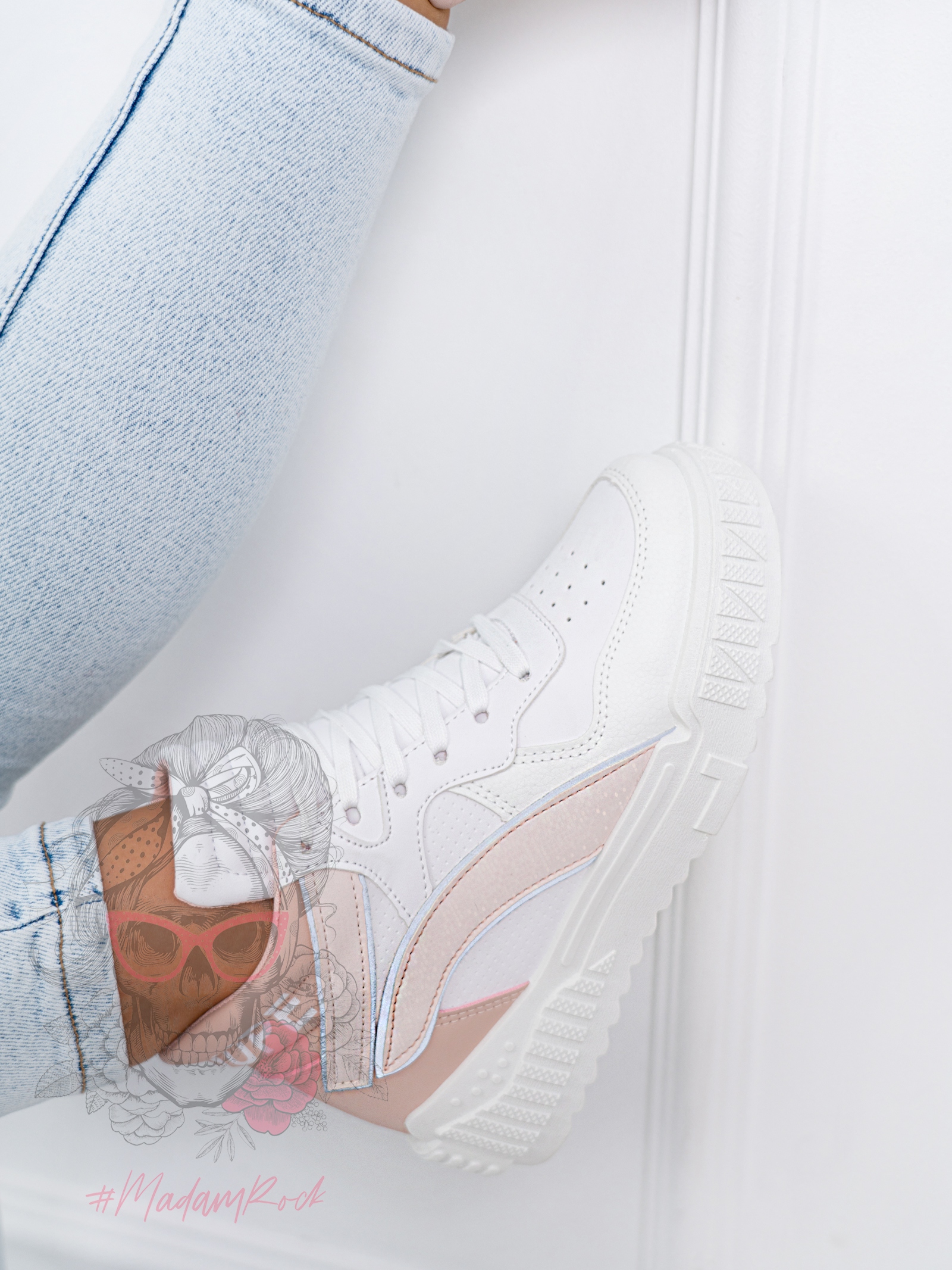 Sneakersy Madam Supre białe/ różowe