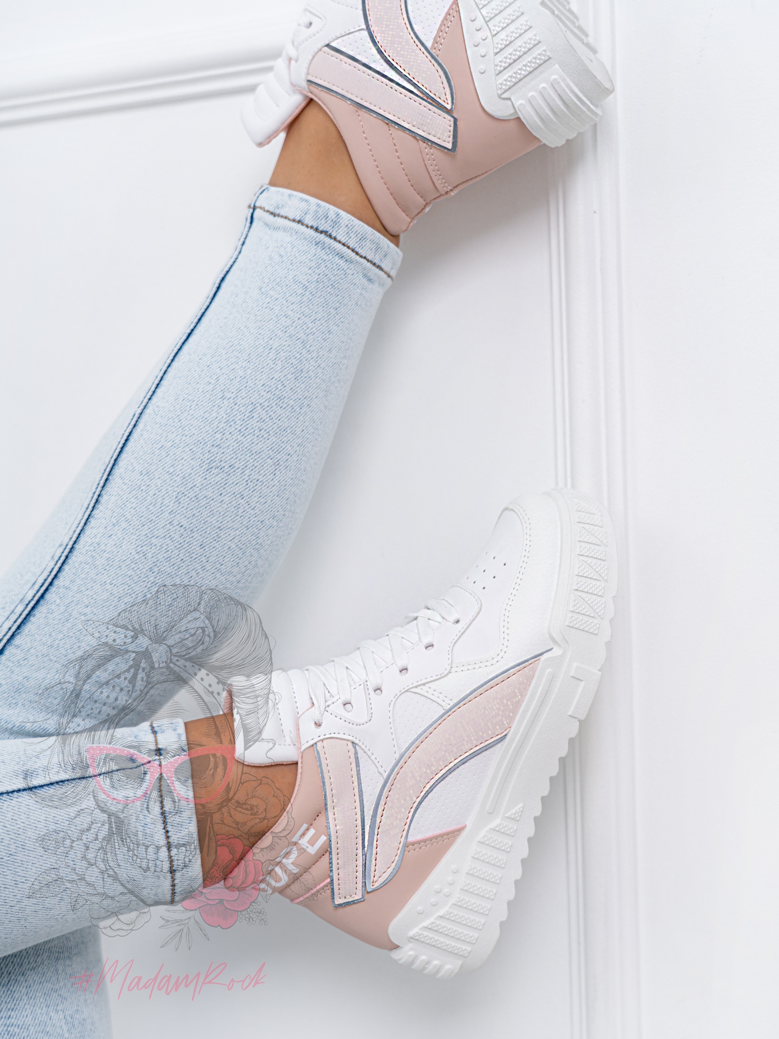 Sneakersy Madam Supre białe/ różowe