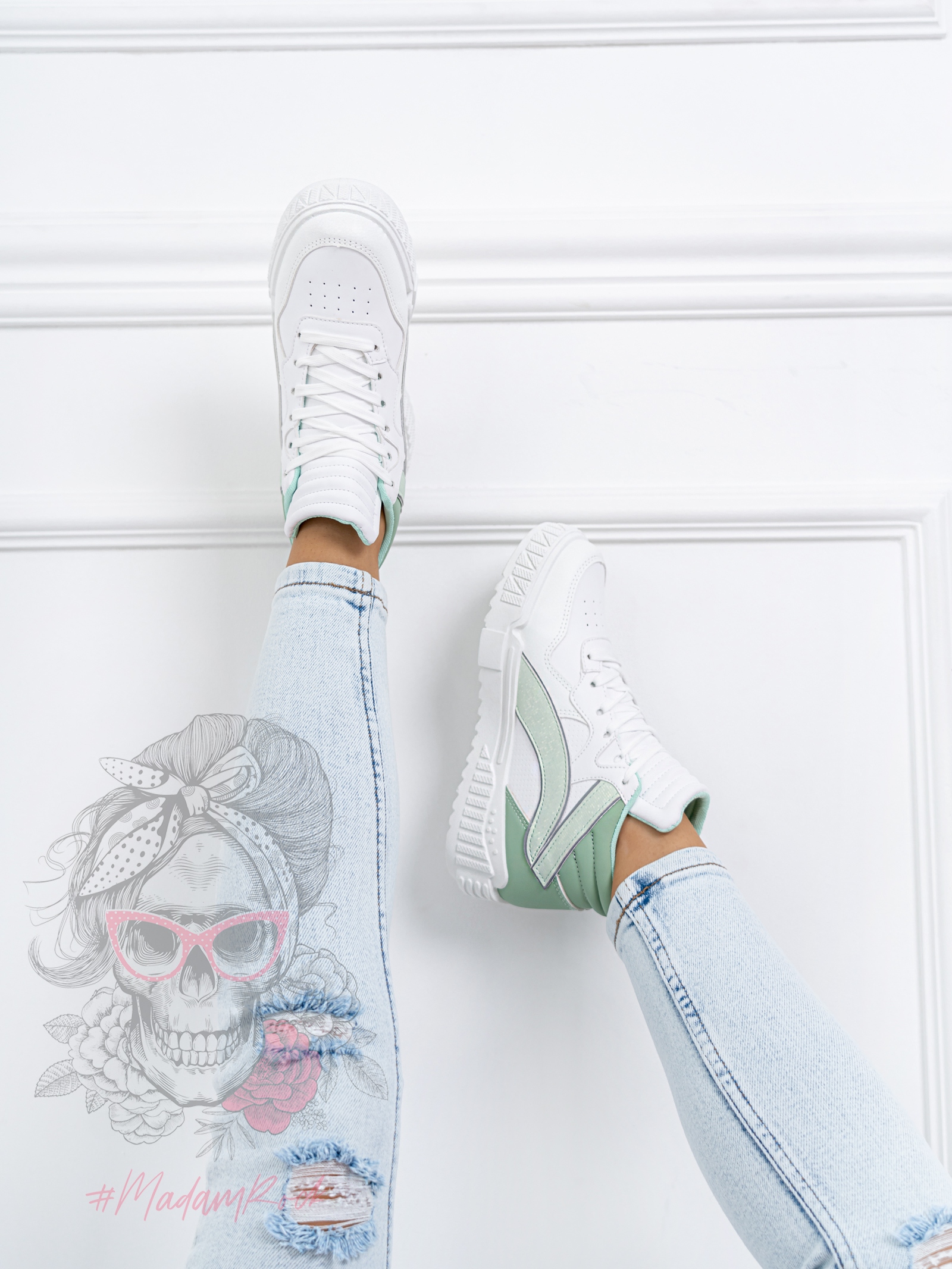 Sneakersy Madam Supre białe/miętowe Sneakersy Madam Supre białe/miętowe