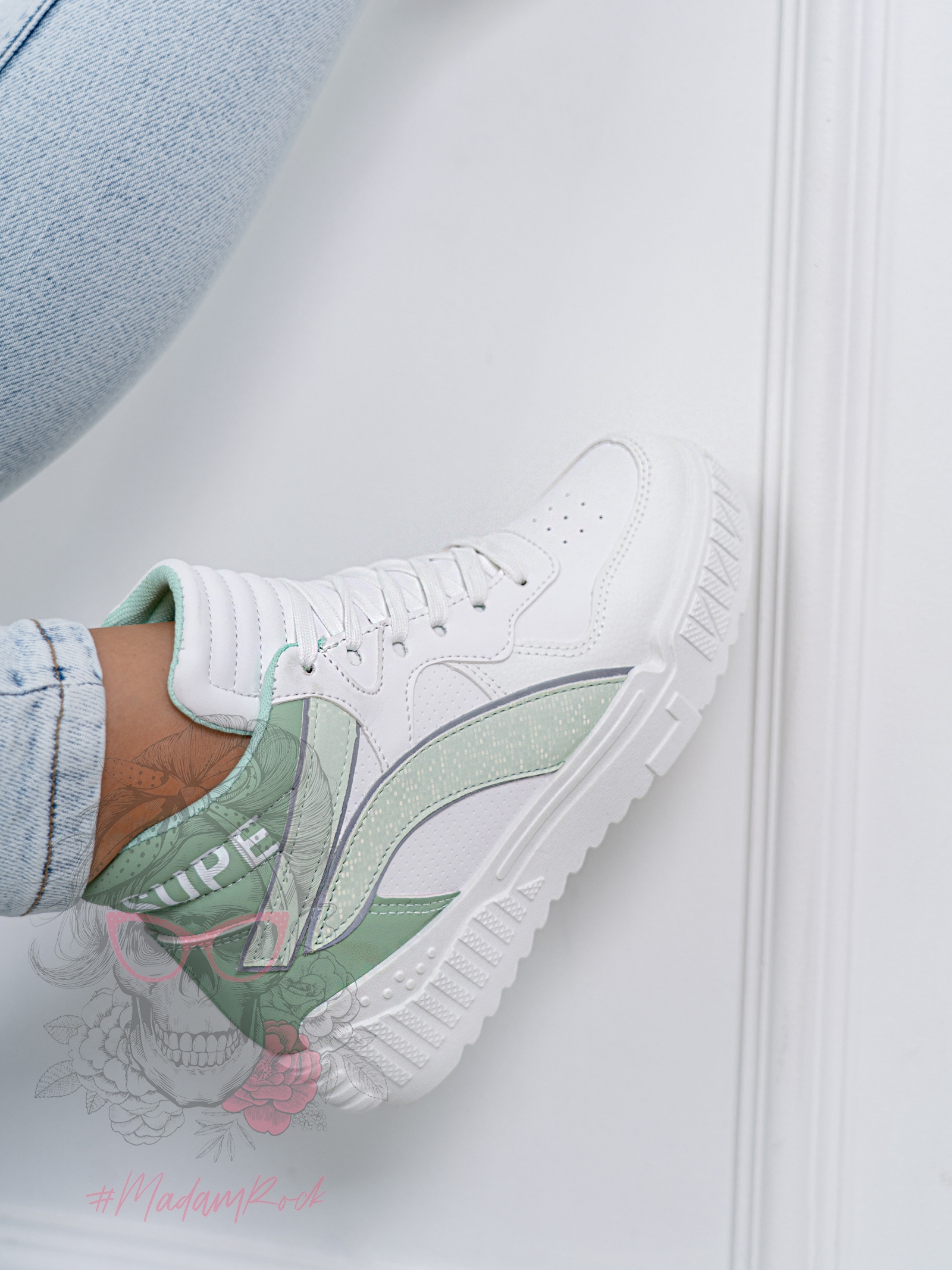 Sneakersy Madam Supre białe/miętowe Sneakersy Madam Supre białe/miętowe