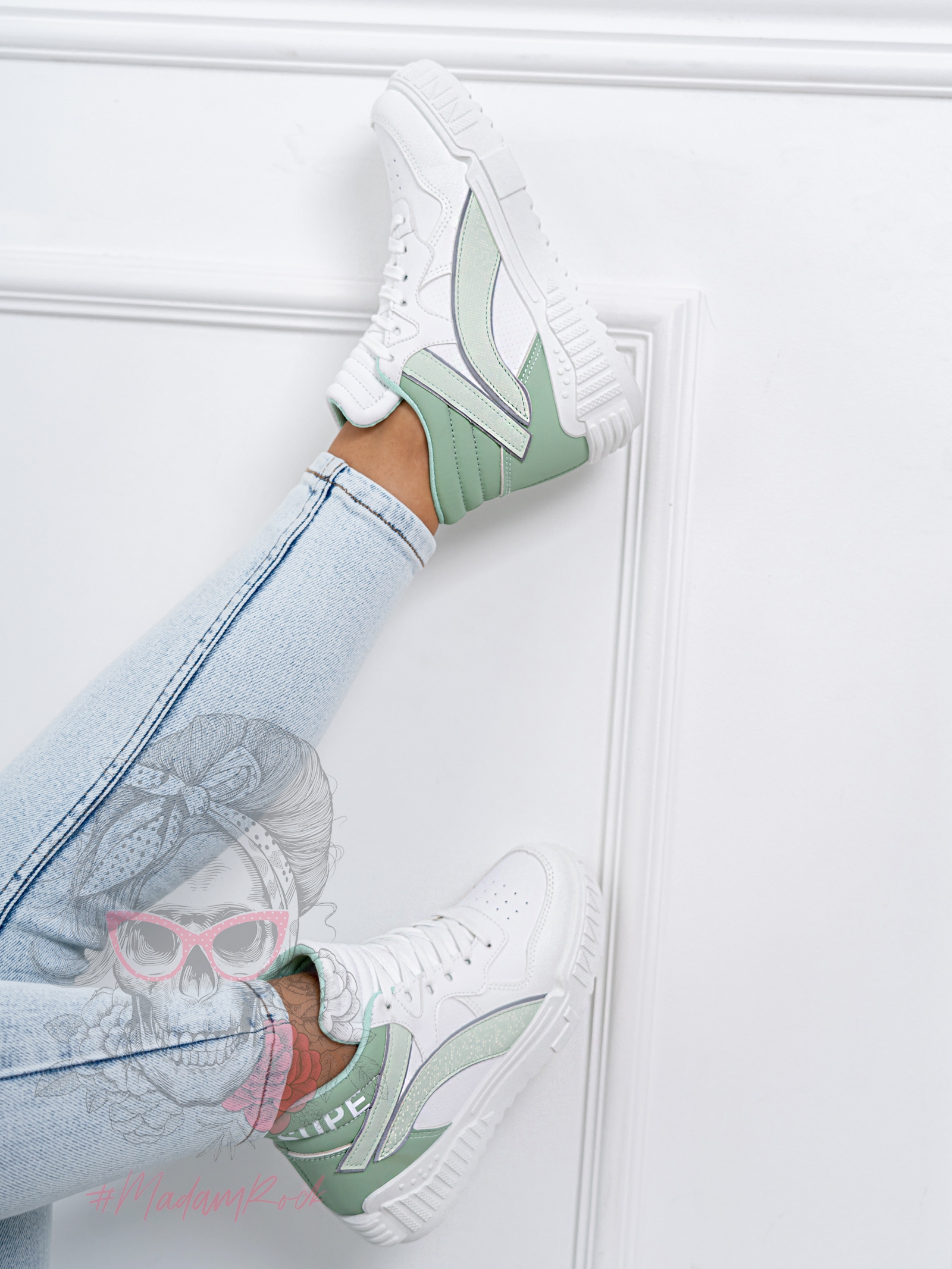 Sneakersy Madam Supre białe/miętowe Sneakersy Madam Supre białe/miętowe