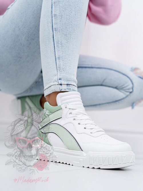 Sneakersy Madam Supre białe/miętowe