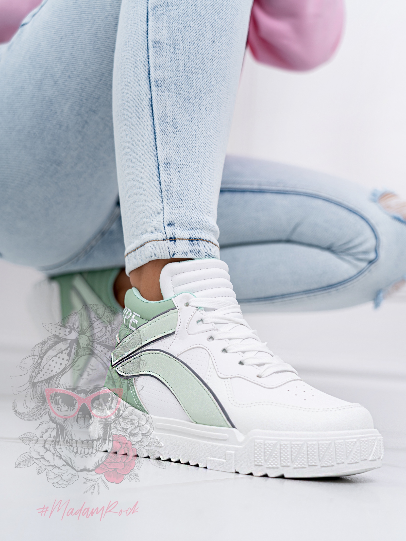 Sneakersy Madam Supre białe/miętowe Sneakersy Madam Supre białe/miętowe