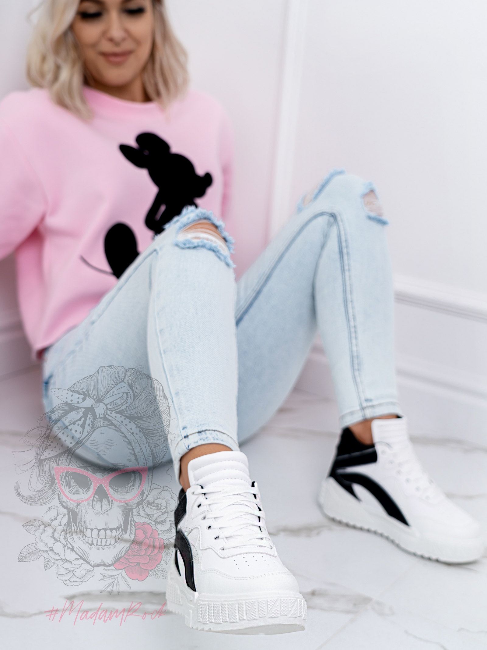 Sneakersy Madam Supre białe/czarne Sneakersy Madam Supre białe/czarne