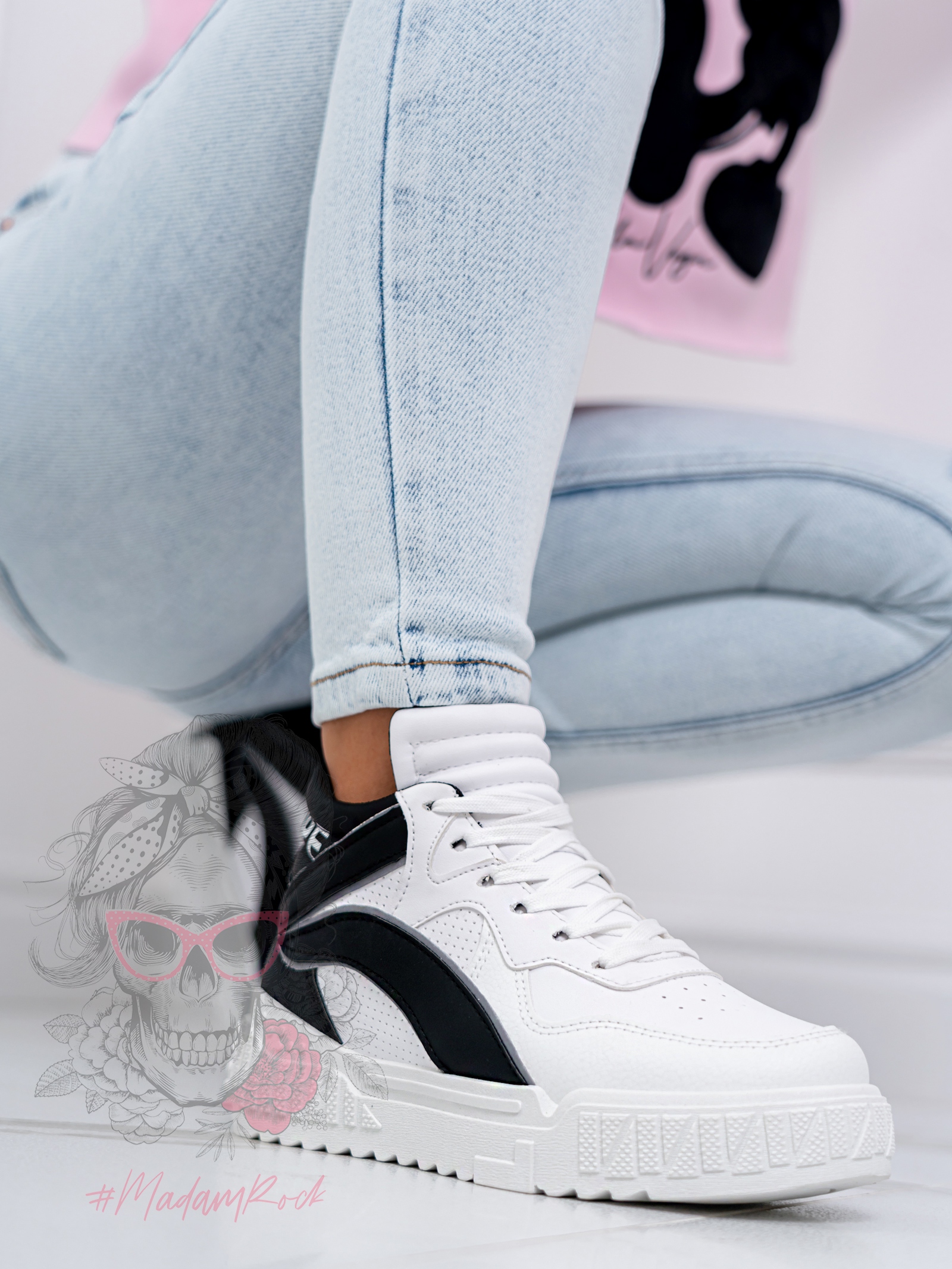 Sneakersy Madam Supre białe/czarne