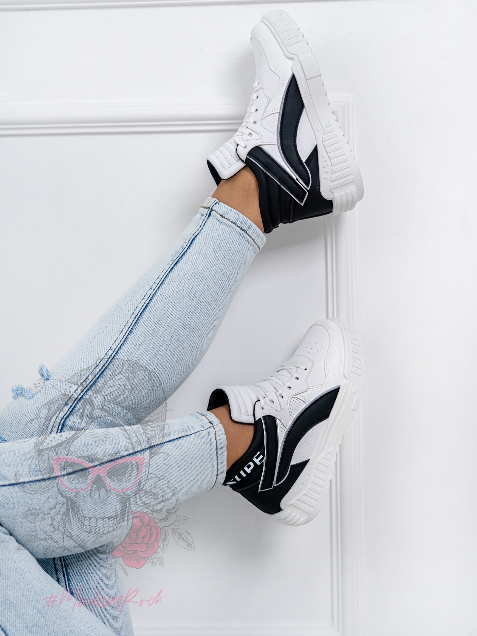 Sneakersy Madam Supre białe/czarne Sneakersy Madam Supre białe/czarne