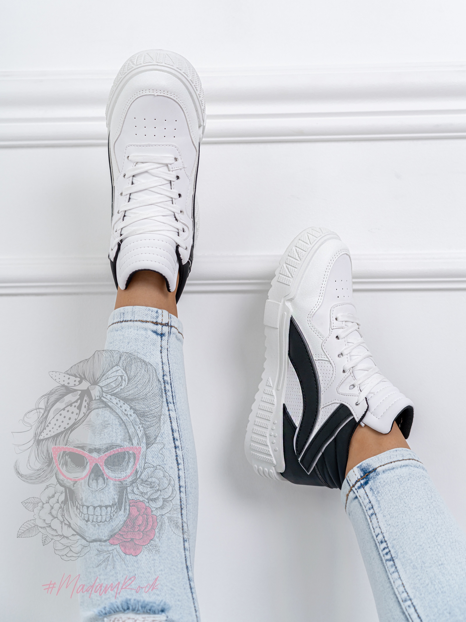 Sneakersy Madam Supre białe/czarne Sneakersy Madam Supre białe/czarne