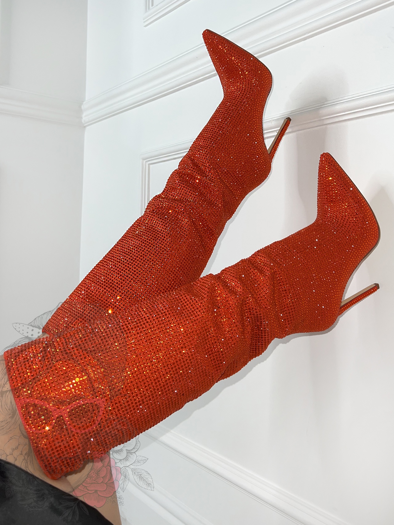 Kozaki z cyrkonii Rock DubaiNight pomarańczowe