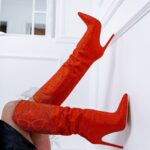 Kozaki z cyrkonii Rock DubaiNight pomarańczowe