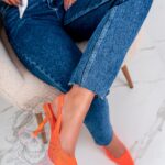 Czółenka bez pięty Madam Alvery neon pomarańcz