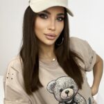 T-shirt bawełniany oversize Cool Bear beżowy
