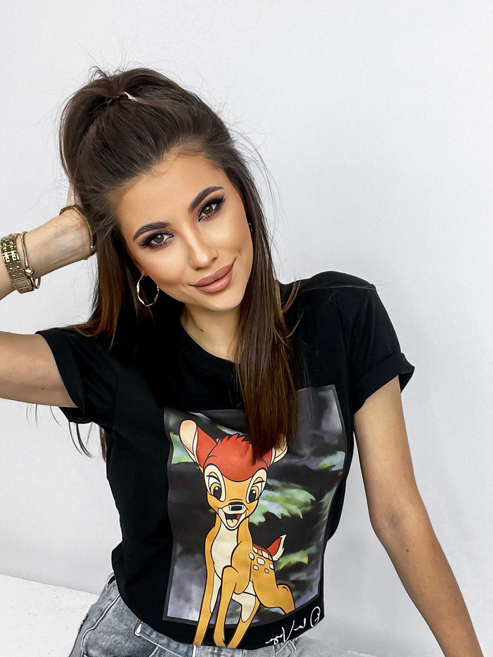 T-shirt bawełniany Sweet czarny